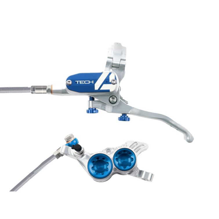 Hope Frein à disque avant Tech 4 V4 Argent / Bleu - Purebike