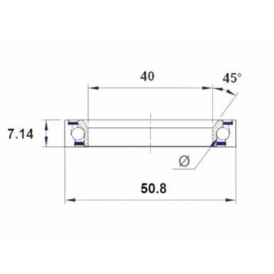 Black Bearing Roulement de direction E1 (40x50,8x7,14 mm) - 45/90° - Purebike