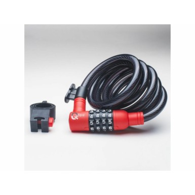 Qloc Security Antivol Spirale à chiffre Ø12 - 1500mm - avec support - Purebike