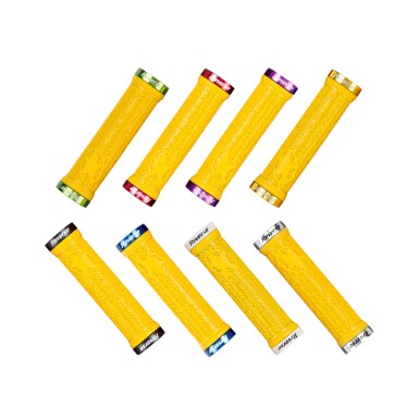 Grips Stamp Lock-On Jaune - Poignées grips de vélo - Accessoires VTT - Purebike - Materiel Velo, Accessoires VTT Equipement Vélo