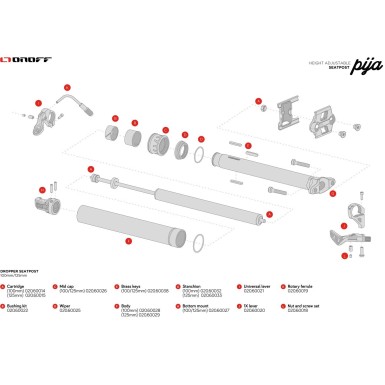 Kit de bagues de guidage pour tige de selle télescopique Pija