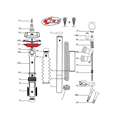 Ice Chariot inférieur pour tige télescopique Lift / V8 Delux - Purebike