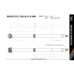 BikeYoke Tige de selle télescopique Revive sans remote - 30,9 X 213 mm - 582 mm - Purebike