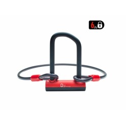Qloc Security Antivol U - Ø14 - 75/150mm - avec câble Ø12 / 1000mm et support - Purebike