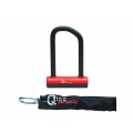 Qloc Security Antivol U - Ø14 - 75/150mm - avec chaine Ø8 / 900mm et support - Purebike