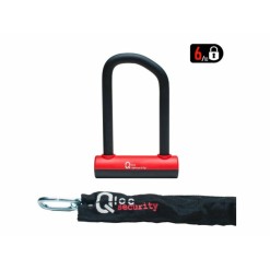 Qloc Security Antivol U - Ø14 - 75/150mm - avec chaine Ø8 / 900mm et support - Purebike