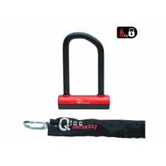 Qloc Security Antivol U - Ø14 - 75/150mm - avec chaine Ø8 / 900mm et support - Purebike