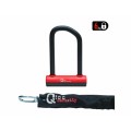 Qloc Security Antivol U - Ø14 - 75/150mm - avec chaine Ø8 / 900mm et support - Purebike