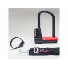 Qloc Security Antivol U - Ø14 - 75/150mm - avec chaine Ø8 / 900mm et support - Purebike