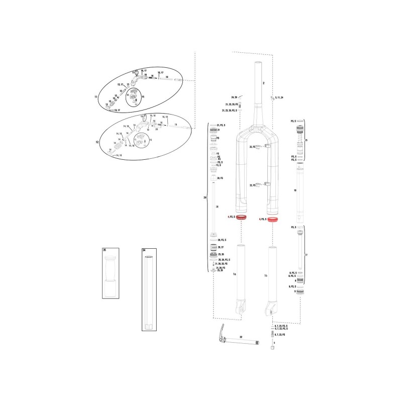 Kit joints fourche 32 mm pour RS1