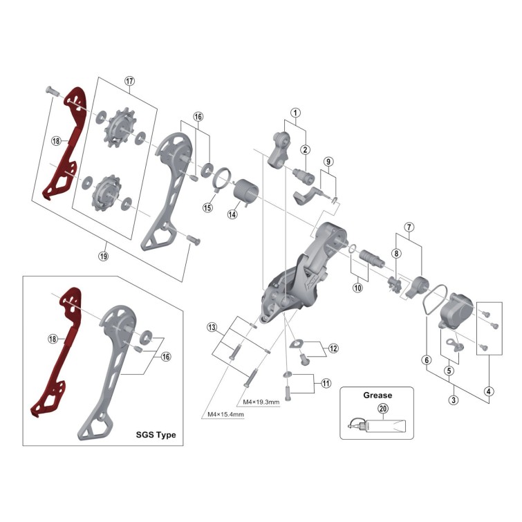 Shimano Chape Interne pour Dérailleur XT M8000 et GRX RX812 - Purebike