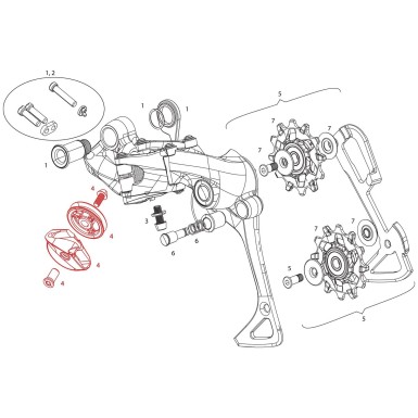Kit poulie guide câble pour dérailleur arrière 11v XX1 - Pièces détachées pour dérailleur VTT - Equipement pour vélo - Purebike 