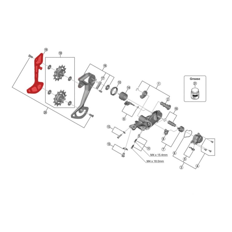 Shimano Chape Interne pour Dérailleur XT M8100 - Purebike
