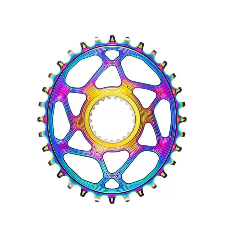 Absolute Black Plateau Oval Direct Mount Shimano PVD Rainbow - Purebike