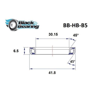 Black Bearing Roulement de direction B5 - 30,15x41,8x6,5 mm - 45/45° - Purebike
