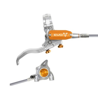 Hope Frein arrière Tech 4 EVO X2 Flat Mount - Argent / Orange - Purebike