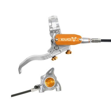 Hope Frein arrière Tech 4 EVO X2 Flat Mount - Argent / Orange - Purebike