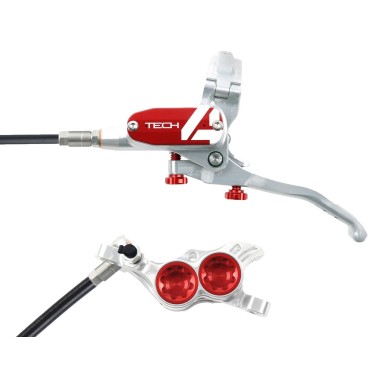 Hope Frein à disque arrière Tech 4 V4 Argent / Rouge - Purebike