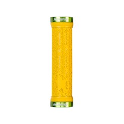 Grips Stamp Lock-On Jaune - Poignées grips de vélo - Accessoires VTT - Purebike - Materiel Velo, Accessoires VTT Equipement Vélo