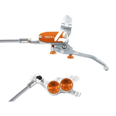 Hope Frein à disque avant Tech 4 V4 Argent / Orange - Purebike