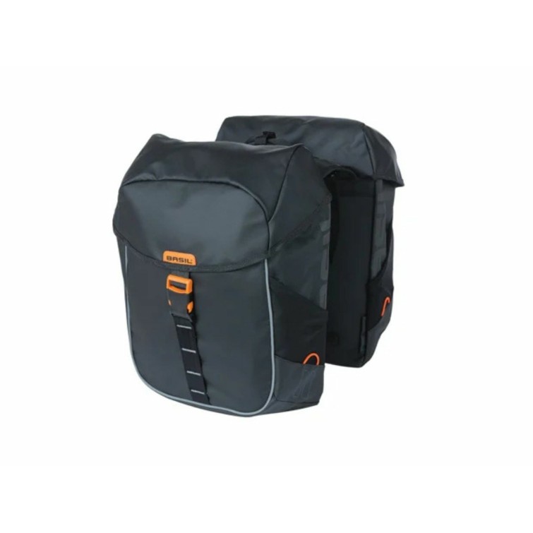 Basil Sacoches pour porte bagages Miles Tarpaulin 34L Noir/Orange - Purebike