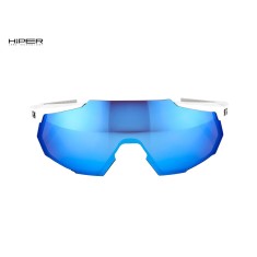 Lunettes Racetrap Matte White - Hiper Blue Mirror - Purebike