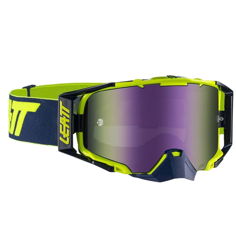 Leatt Masque Velocity 6.5 Iriz - Bleu Marine/Lime - Ecran Violet - Purebike