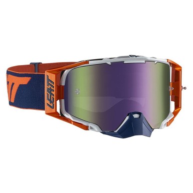 Leatt Masque Velocity 6.5 Iriz - Orange/Bleu Marine - Ecran violet - Purebike