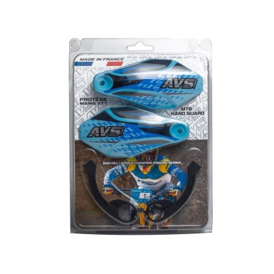 AVS Protège mains avec pattes aluminium - Bleu clair / Noir - Purebike
