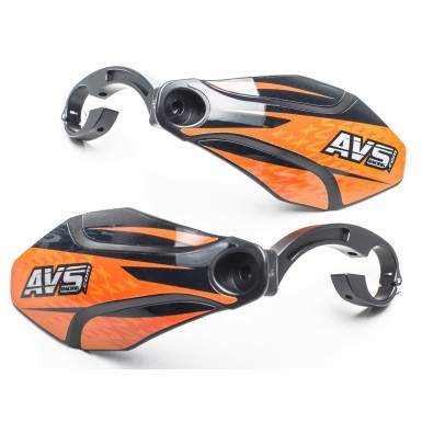 AVS Protège mains avec pattes aluminium - Noir / Orange - Purebike