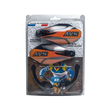 AVS Protège mains avec pattes aluminium - Noir / Orange - Purebike