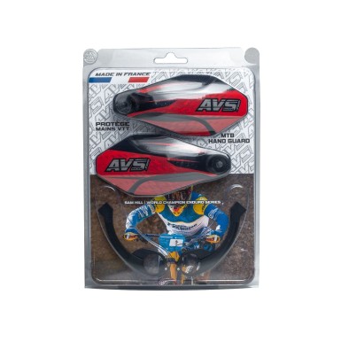 AVS Protège mains avec pattes aluminium - Noir / Rouge - Purebike