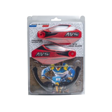 AVS Protège mains avec pattes aluminium - Rouge / Noir - Purebike