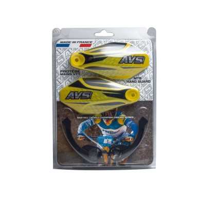 AVS Protège mains avec pattes aluminium - Jaune / Noir - Purebike