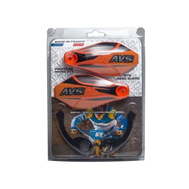 AVS Protège mains avec pattes aluminium - Orange / Noir - Purebike