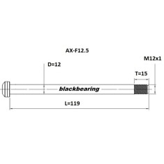 Black Bearing Axe avant F12.5 - L119 - M12x1 - 15 mm (Route) - Purebike