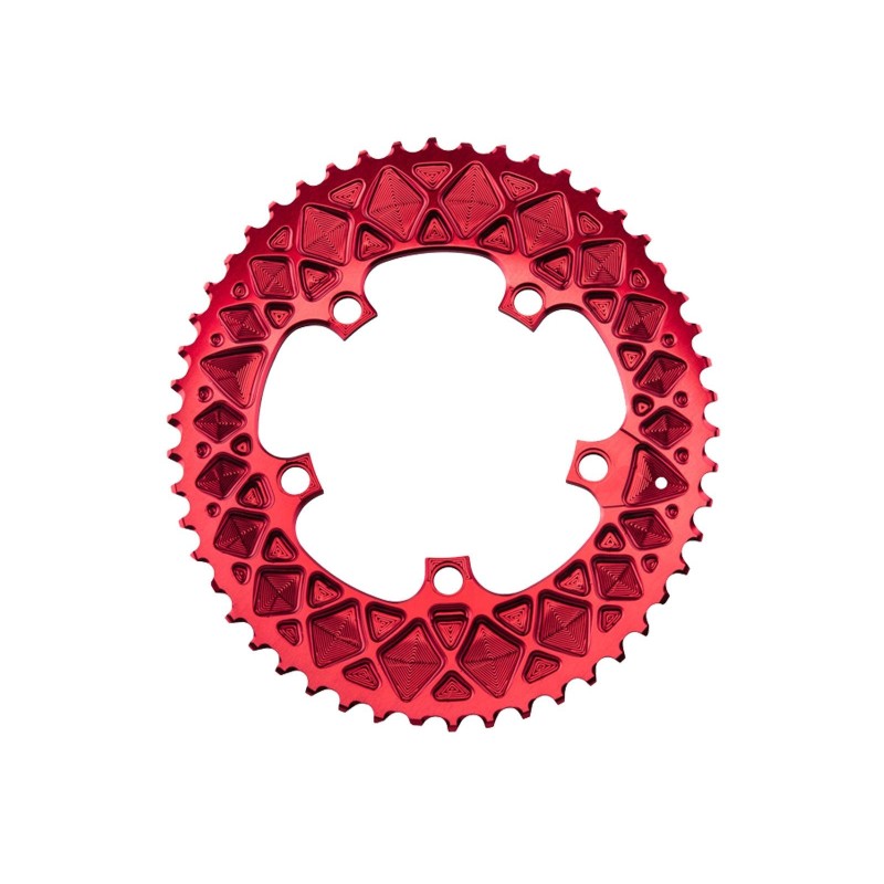Absolute Black Plateau Ovale Premium - 5 trous 110 mm pour Sram - Rouge - Purebike