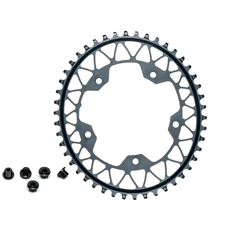 Absolute Black Plateau Gravel Oval Narrow Wide 110 mm 5 Trous Gris - Purebike